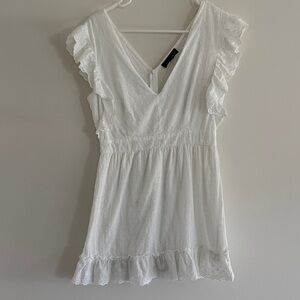 White Ruffle Sleeve Dress